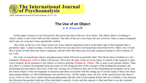 The Use of an Object