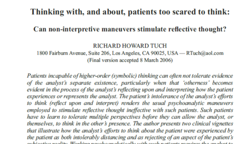 Thinking with, and about, patients too scared to think: Can non‐interpretive maneuvers stimulate reflective thought