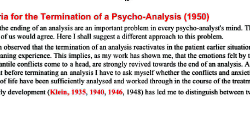 On the Criteria for the Termination of a Psycho-Analysis