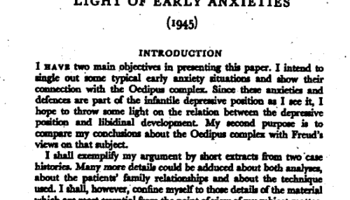 the oedipus complex in the light of early anxieties 1945