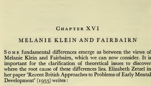 Personality Structure and Human Interaction The Developing - MELANIE KLEIN AND FAIRBAIRN