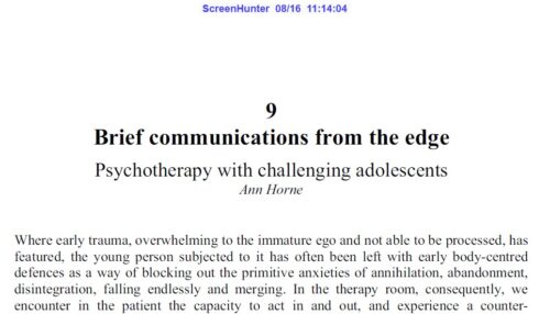 Brief communications from the edge Psychotherapy with challenging adolescents