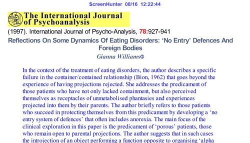 Reflections On Some Dynamics Of Eating Disorders: ‘No Entry’ Defences And Foreign Bodies