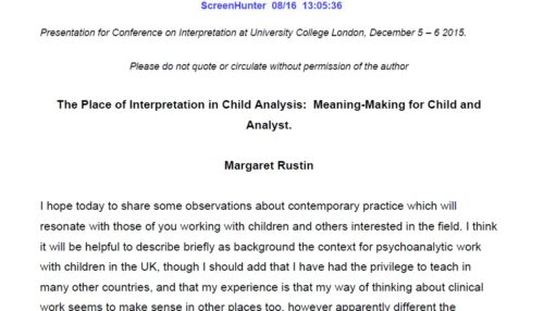 The Place of Interpretation in Child Analysis: Meaning-Making for Child and Analyst.