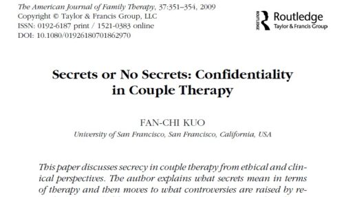Secrets or No Secrets: Confidentiality in Couple Therapy