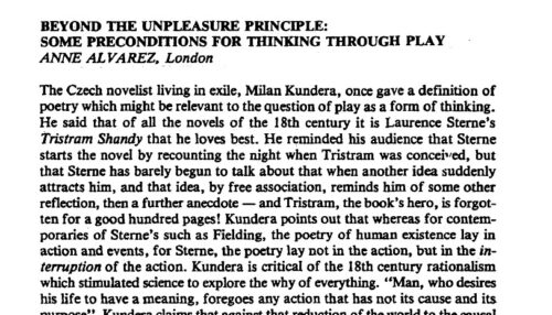 BEYOND THE UNPLEASURE PRINCIPLE: SOME PRECONDITIONS FOR THINKING THROUGH PLAY