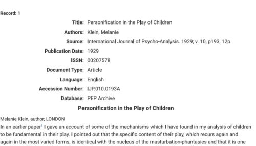 Personification in the Play of Children
