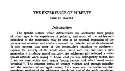 THE EXPERIENCE OF PUBERTY