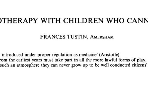PSYCHOTHERAPY WITH CHILDREN WHO CANNOT PLAY