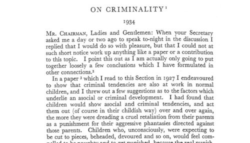 On Criminality