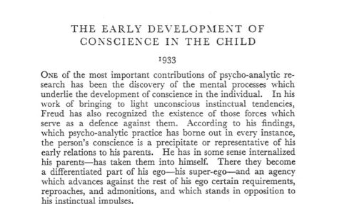 the early development of conscience in the child