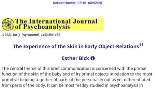 The Experience of the Skin in Early Object-Relations