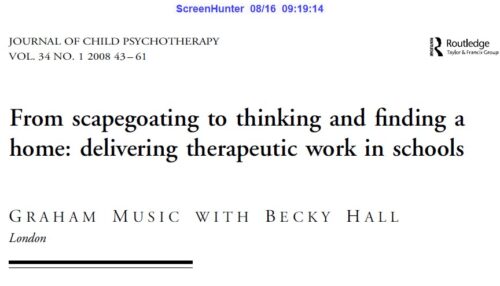 From scapegoating to thinking and finding a home: delivering therapeutic work in schools
