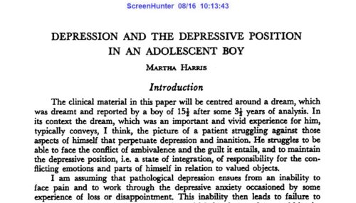 DEPRESSION AND THE DEPRESSIVE POSITION IN AN ADOLESCENT BOY