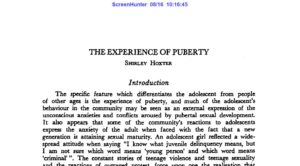 The experience of puberty