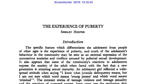 The experience of puberty
