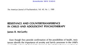 RESISTANCE AND COUNTERTRANSFERENCE IN CHILD AND ADOLESCENT PSYCHOTHERAPY