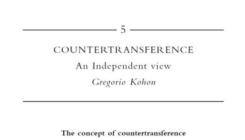 COUNTERTRANSFERENCE An Independent view