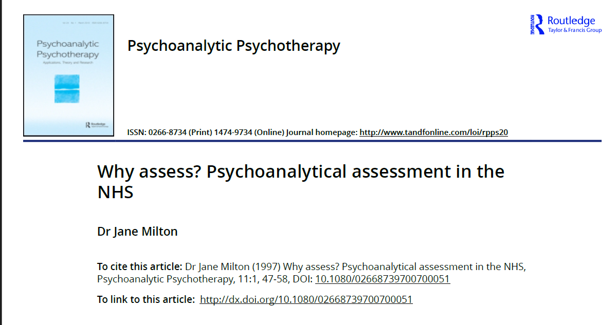 Screenshot 2026-08-01 095404 Psychoanalytic Psychotherapy Why assess? Psychoanalytical assessment in the NHS - تصویر 1