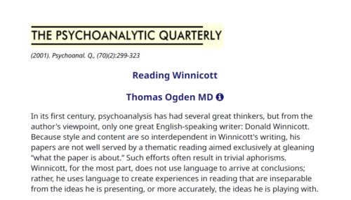 Reading Winnicott