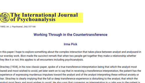 Working Through in the Countertransference