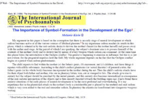 The Importance of Symbol-Formation in the Development of the Ego