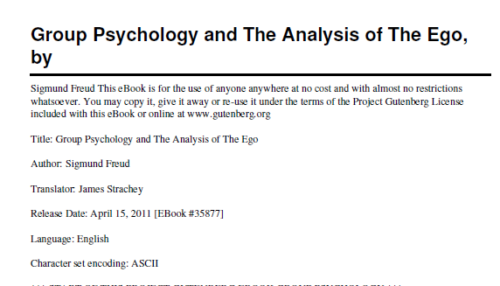 Group Psychology and the Analysis of the Ego