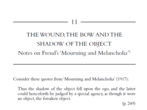 The Wound, the Bow and the Shadow of the Object: Notes on Freud’s ‘Mourning and Melancholia’